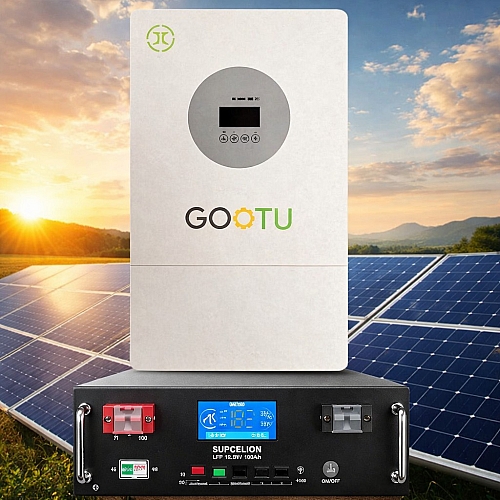 5 кВт+5 кВт LiFePO4 Комплект резервного живлення Інвертор Gootu+Акумулятор Supcelion LCD Touch Screen, parallel function